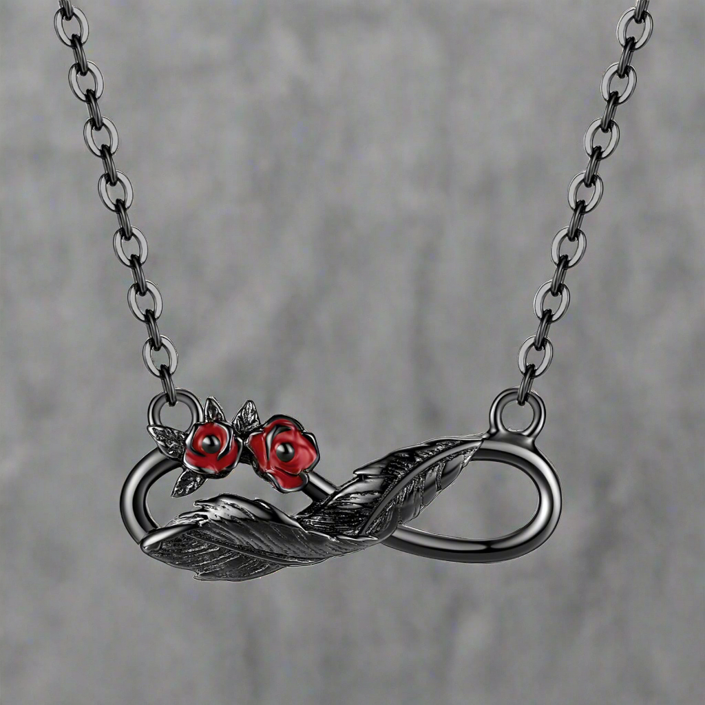 Infinitus [Dark Wind Rose Feather Necklace]