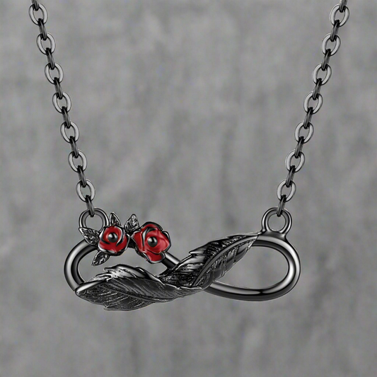 Infinitus [Dark Wind Rose Feather Necklace]